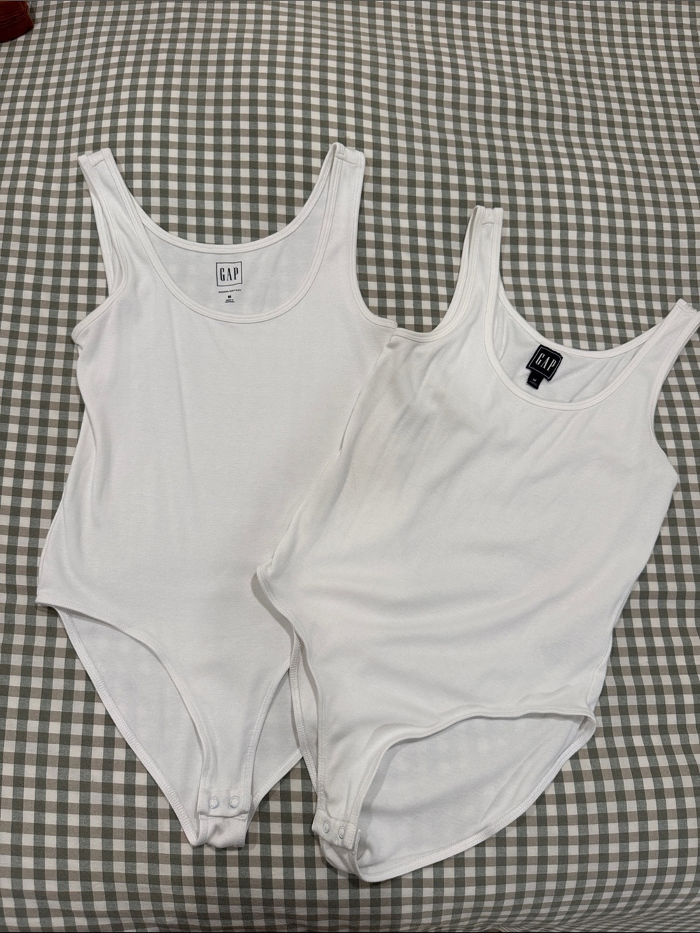 GAP Women’s White Ribbed Tank Bodysuit x2